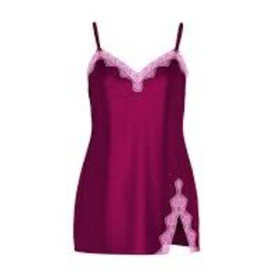 Victoria's Secret Tease Satin Lace-Trim Mini Slip Dress Size XS Fresh Jam